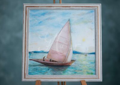 Balatoni szél, tájkép, festmény Kép méret: 40*40 cm Technika: olaj vásznon
