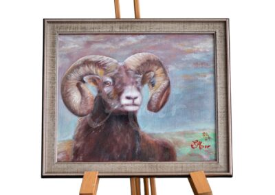 Argalli, természet festmény, vadászfestmény Kép méret:40*30 cm Technika: olaj, vásznon