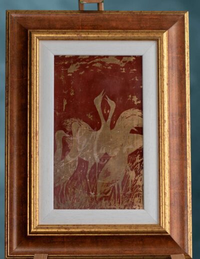 Násztánc Kép méret: 30*28 cm Technika: táblakép, fémlemez Zsűrizett festmény – OKIT, festmény