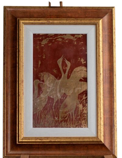 Násztánc Kép méret: 30*28 cm Technika: táblakép, fémlemez Zsűrizett festmény – OKIT,természet festmény, vadászfestmény